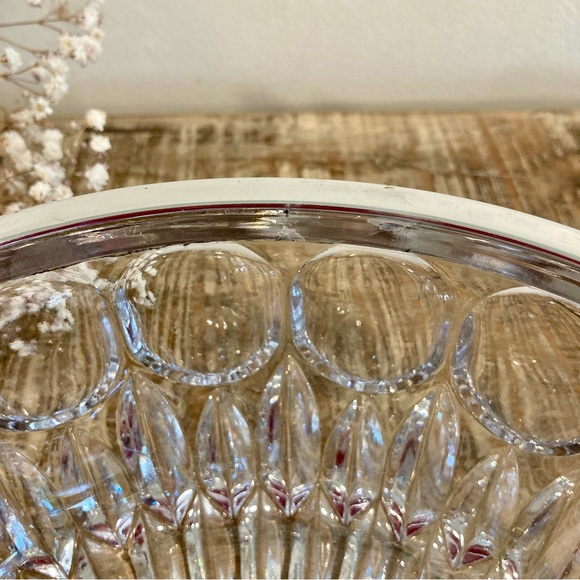 Vintage Glass Serving Bowl With Silver Plated Rim - Picture 9 of 14